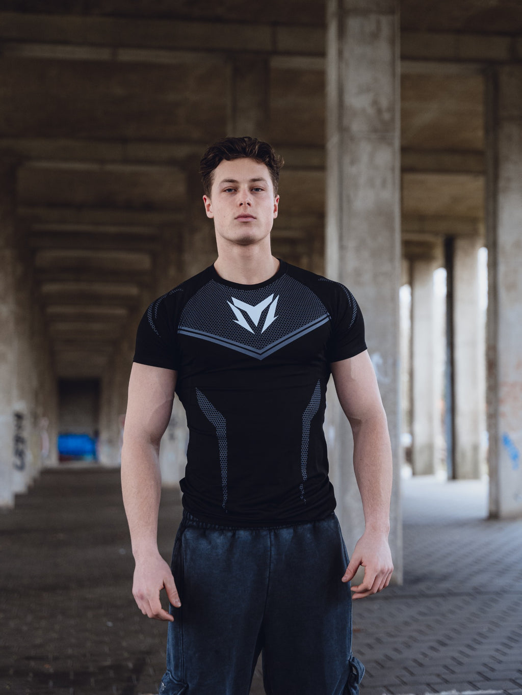 Compression Shirt Men-Fitness Gym Shirt – Zwart / Black | V-Mont