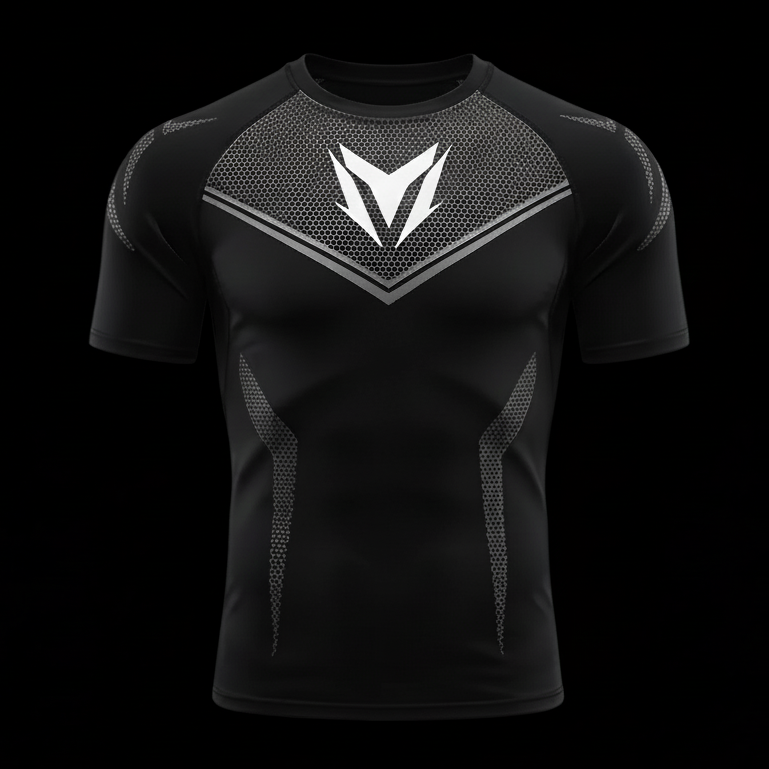 Compression Shirt Men-Fitness Gym Shirt – Zwart / Black | V-Mont